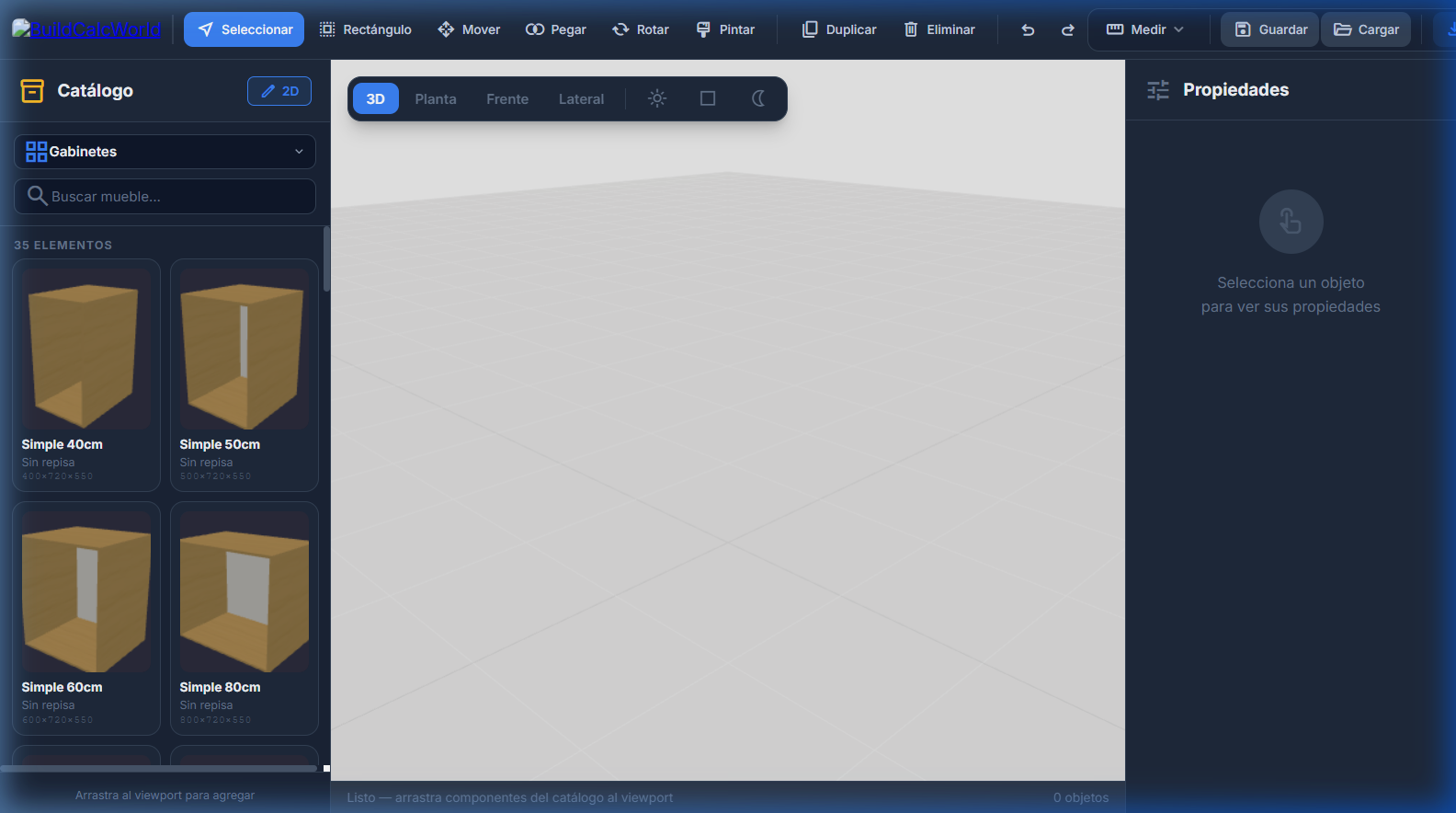 Interfaz completa de Furniture Designer